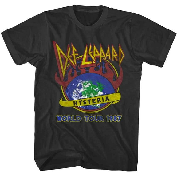 Def Leppard Hysteria Earth Tour 1987 Men's T Shirt (Black, AdultS)