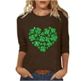 thumbnail image 2 of T-Shirt Ample à Manches Trois-Quarts et Col Rond Imprimé pour la Saint-Patrick pour Femmes, 2 of 6