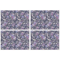 Bright Wildflower and Butterfly Table Mats Set of 4, Wrinkle Free Heat Resistant Flax Placemats for Country Garden Dining