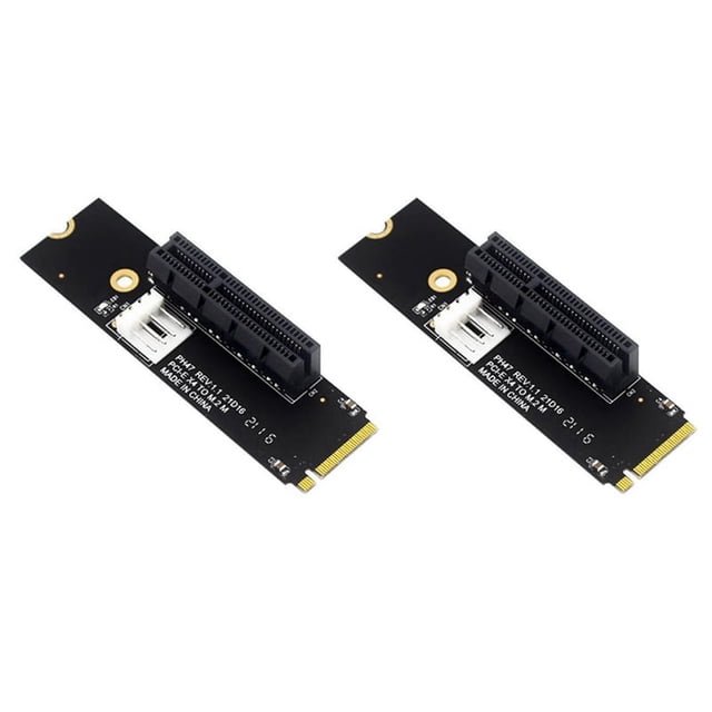 2X NGFF M.2 to PCI-E 4X Riser Card M2 M Key to PCIe X4 Adapter with LED Indicator Power Riser for Mining