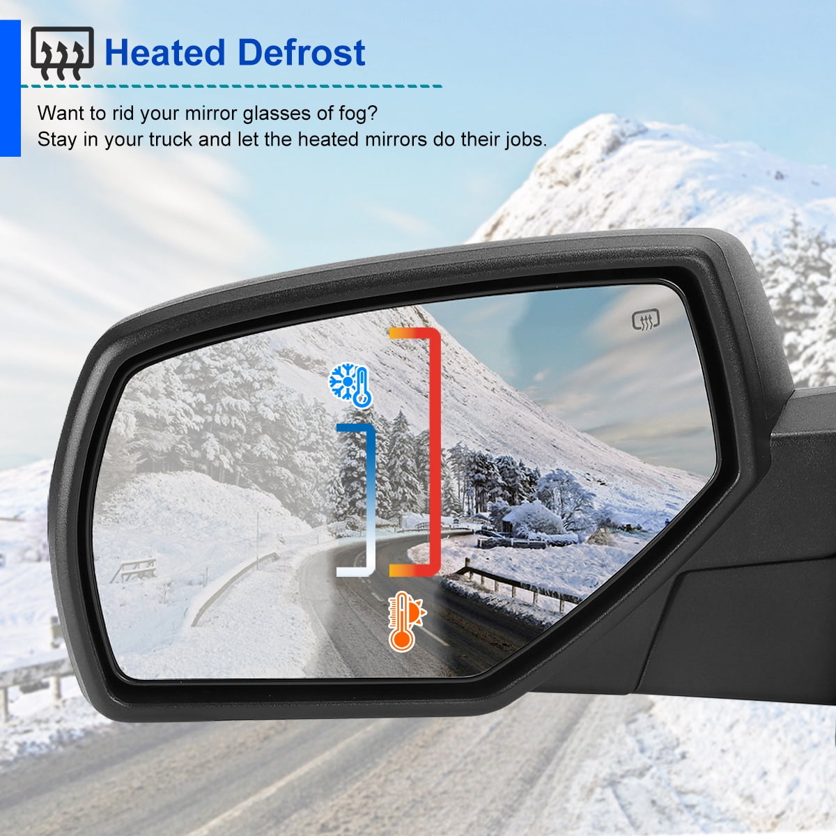 Spec-D Tuning Left Driver Side Matte Black Power Heated Mirror w/ Puddle Light Compatible with 2014-2018 Chevy Silverado, GMC Sierra