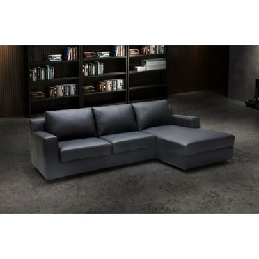 Elizabeth Premium Black Leather Sectional Sleeper with Storage in Chaise, Left