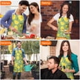 thumbnail image 4 of Yellow Lemon Fruit Flowers Green Pattern Apron-Garden Aprons for Women with Pockets-Cotton Linen Waterproof Kitchen Cooking Gardening Aprons Adjustable for Kitchen,Cooking,BBQ and Salon 33x27 Inch, 4 of 7