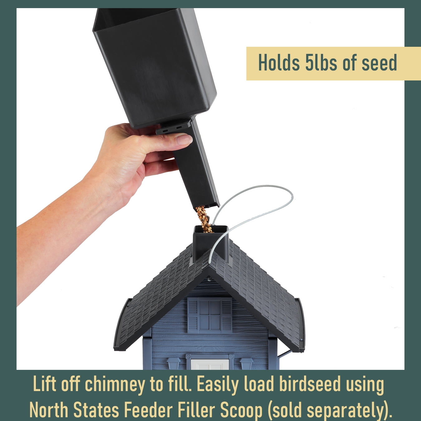 North States Village Collection Blue Cottage Bird Feeder, 5 lb. Capacity