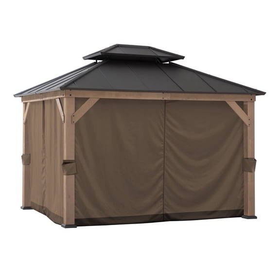 Sunjoy Replacement Universal Curtains Panles,Waterproof Gazebo Privacy Curtain, 4-Panel Screen Walls for 10 x 12 ft Gazebo, Patio & Backyard Protection