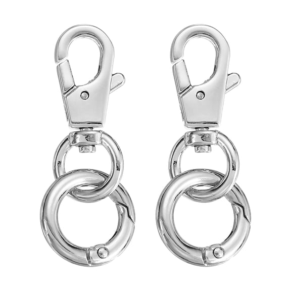 Uxcell Swivel Snap Hooks, Swivel Clasp Double Opening Zinc Alloy Swivel Lobster Clasp 1.4 Inch & 2 Pack & Silver-Fitting for (Keychain/Handbag/Purse Making/DIY Crafts)