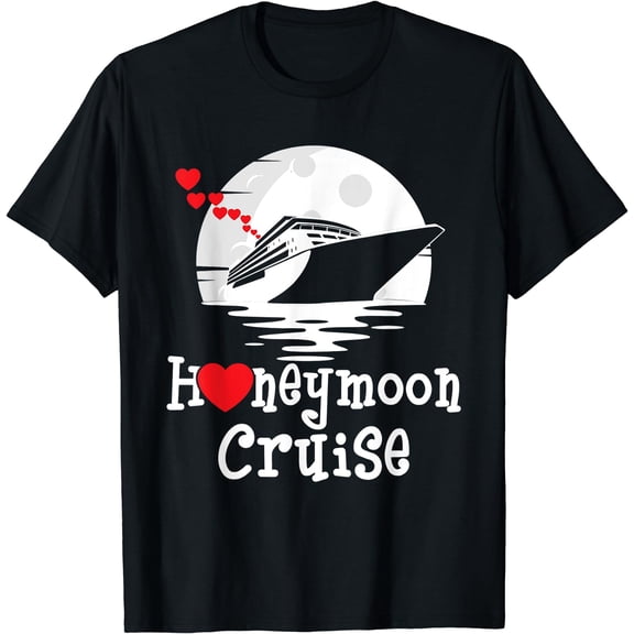 Honeymoon Cruise - Love Wedding Marriage Couple Vacation T-Shirt Black Small