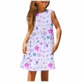 thumbnail image 1 of LUOGENLI Robe Fille d'Été Sans Manches Robe Mignonne Imprimée Ligne A avec Encolure Élastique Confortable Extensible Robe de Jeu pour Tout-Petits Enfants Jupe Maxi avec Shorts Dessous Violet Pâle 18-24 Mois, 1 of 1