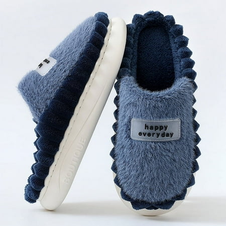 

Men Casual Flat House Indoor Bedroom Home Comfortable Slippers Khaki Men Cotton Slippers Autumn Winter Cute Keep Warm Shoes