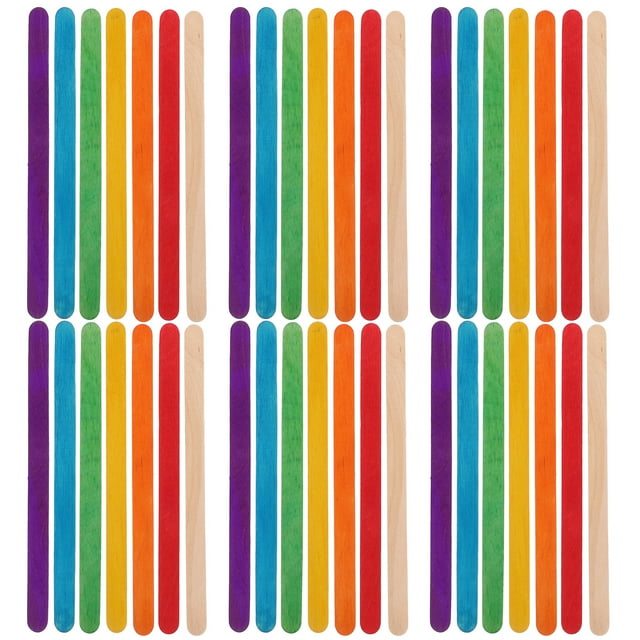 200 palitos de madera jumbo de colores para manualidades, palitos de helado de colores, palitos para manualidades, proyectos de arte para el hogar, suministros de arte para el aula, colores surtidos