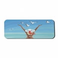 thumbnail image 1 of Summer Computer Mouse Pad, Back View of a Girl in a Swimsuit Enjoying the Sea and the Beach, Rectangle Non-Slip Rubber Mousepad Large, 31" x 12" Gaming Size, Pale Sky Blue Multicolor, by Ambesonne, 1 of 2