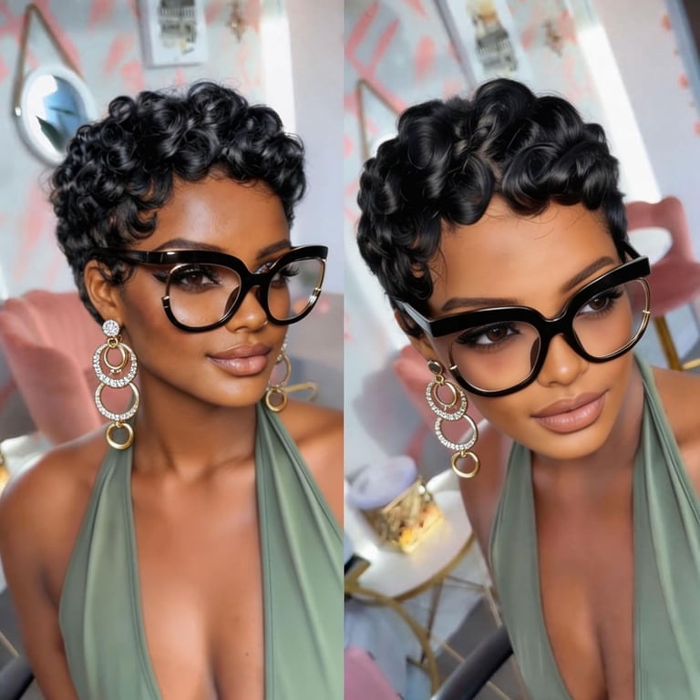 Pixie Cut Wigs for Women Brazilian Virgin Curly Wave Human  display picture 2