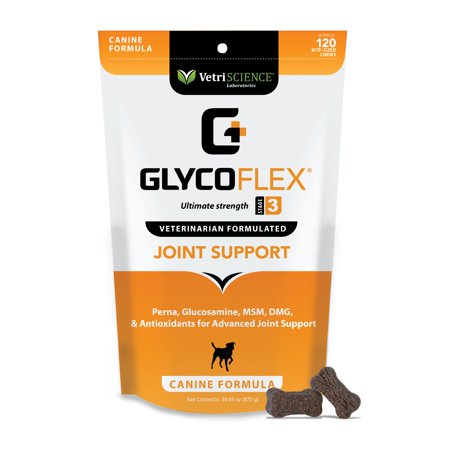 VetriScience Laboratories GlycoFlex 3, Hip and Joint Supplement for Dogs, Chicken Liver Flavor