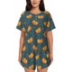 thumbnail image 1 of Fotbe Hot Dog 6 Conjunto de Pijama Estampado para Mujer, 2 Piezas, Ropa de Dormir con Camiseta de Manga Corta y Shorts Suaves-Small, 1 of 6