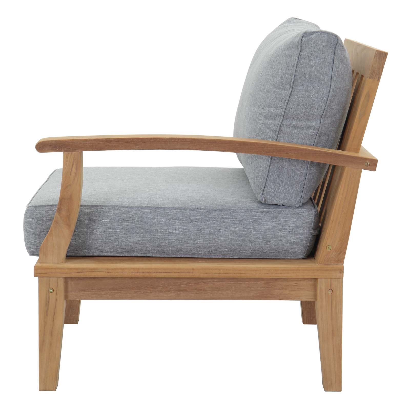 Modern Contemporary Urban Design Outdoor Patio Balcony Garden Furniture Lounge Chair Set, Wood, Grey Gray Natural - image 4 of 6