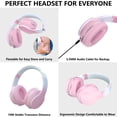 thumbnail image 5 of Yoneston Wireless Bluetooth Over Ear Headphones with Microphone, HiFi Stereo Foldable Lightweight Headset, Noise-Cancelling Deep Bass for Home Office Cellphone PC Laptop - Pink, 5 of 9