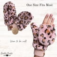 thumbnail image 3 of Britt’s Knits Snow Leopard Plush Winter Convertible Mittens Warm Gloves - Pink (Women's), 3 of 6