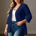 thumbnail image 5 of akafmk Plus Size Cardigan for Women 3/4 Sleeve Cardigan Open Front Solid Color Casual Drape Lightweight Cardigan Fall Tops, Size 5XL, 5 of 7
