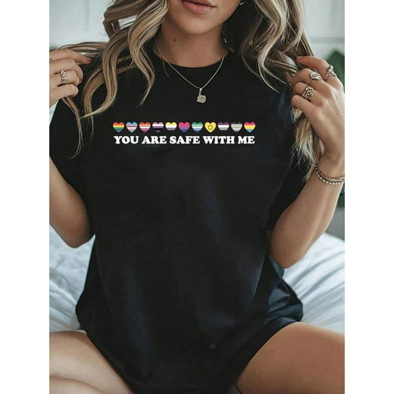 Cotton Tee Black Rainbow T-Shirt Top Graphic Summer Fashion Casual Casual Comfortable Crew Neck S-5XL
