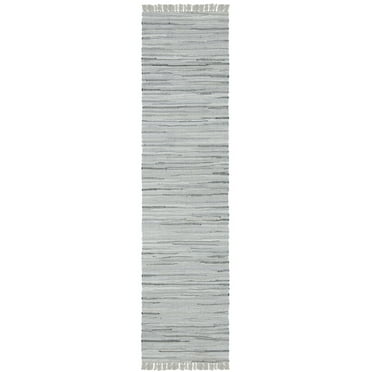 SAFAVIEH Rag Robynne Striped Cotton Runner Rug, Grey, 2'3" x 14'