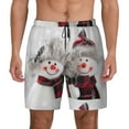 thumbnail image 2 of Picia Christmas Snowman With Hat pattern Mens Swim Trunks with Compression Liner Stretch Beach Shorts Quick Dry with Zipper Pockets No-Chafing Board Shorts-XX-Large, 2 of 9