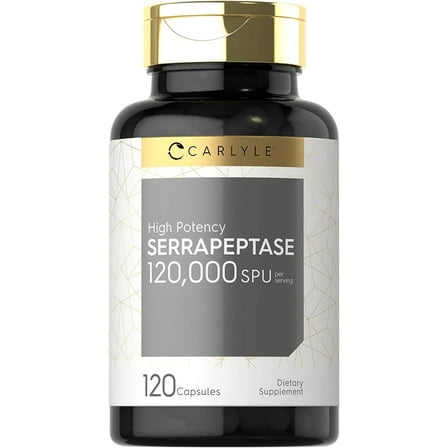 Serrapeptase 120000 SPU | 120 Capsules | Enzyme Supplement | by Carlyle
