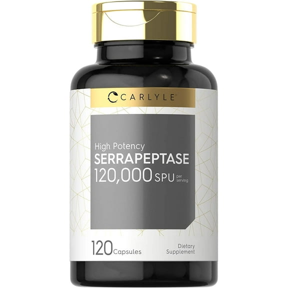 Serrapeptase 120000 SPU | 120 Capsules | Enzyme Supplement | by Carlyle