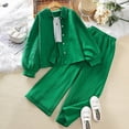 thumbnail image 3 of CONYUMN Girl Clothes Size 7-8 European and American Children's Clothing Autumn Style Children's Lapel Long Sleeved Shirt Top Long Pants Girls' Set Girl Clothes Size 6 (Green,160), 3 of 6