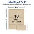 thumbnail image 6 of (2 pack) Avery Kraft Brown Rectangle Labels, 2" x 4", 250ct (5784), 6 of 10