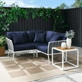 thumbnail image 2 of Lounge Sectional Sofa Chair Table Set, Navy White, Aluminum, Metal, Fabric, Modern Contemporary, Outdoor Patio Balcony Cafe Bistro Garden Furniture Hotel Hospitality, 2 of 10