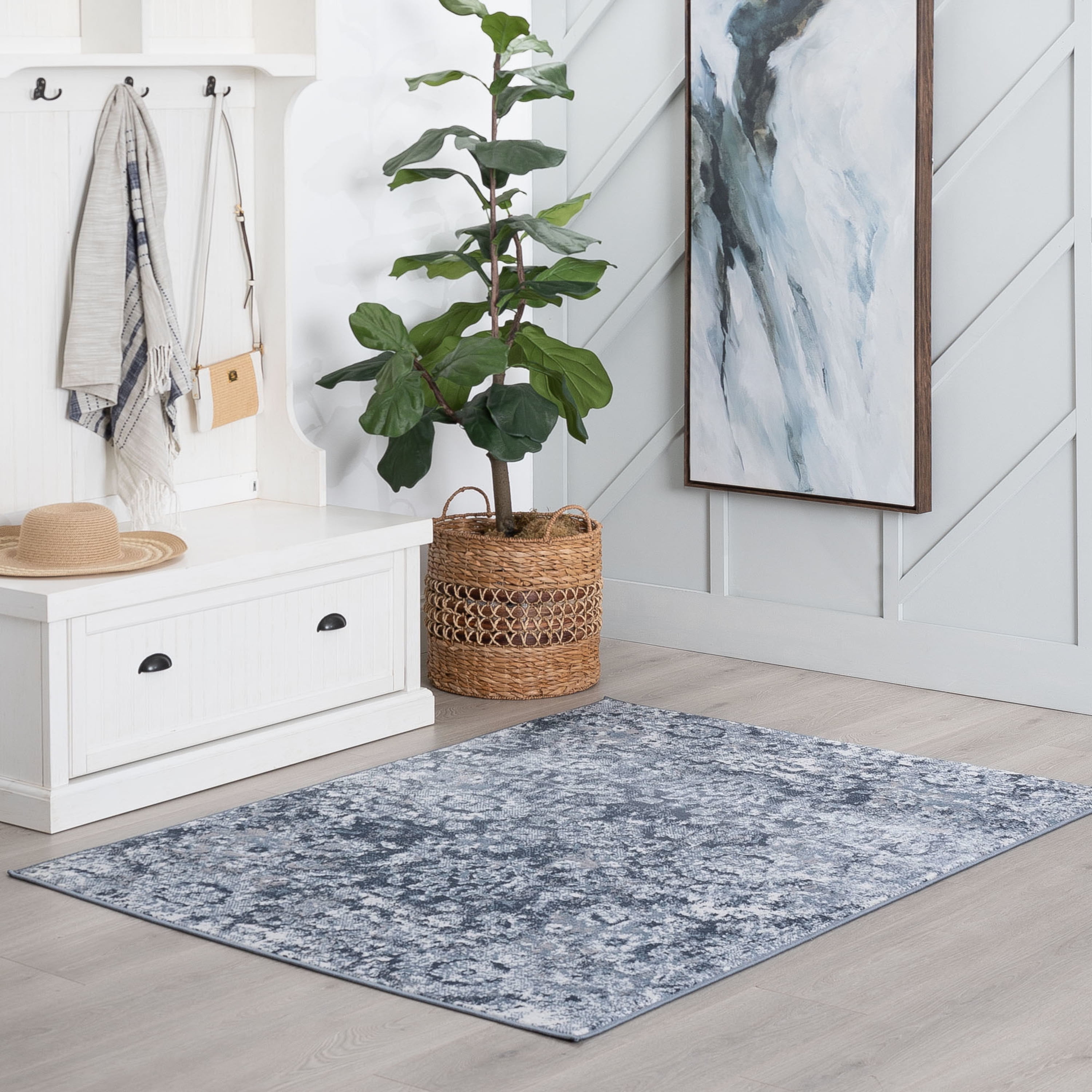 5x7 Modern Blue Area Rugs for Living Room | Bedroom Rug | Dining Room Rug | Indoor Entry or Entryway Rug | Kitchen Rug | Alfombras para Salas 5'3'' x 7'3''