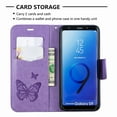 thumbnail image 6 of Allytech Galaxy S9 Case, Slim Fit PU Leather Folio Butterfly Embossed Shockproof Wrist Hand Strap Flip Cards Holder Wallet Case TPU Back Cover for Samsung Galaxy S9,Violet, 6 of 8