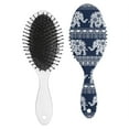 thumbnail image 2 of Floral Retro Hair Brush - Anti-Frizz Oval Paddle Brush, Ergonomic Handle for Painless Detangling & Styling, 2 of 7