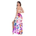 thumbnail image 3 of FORMRS Womens Long Sarong Beach Wrap Semi-Sheer Bikini Skirt Bathing Swimsuit Cover Up, Purple Colorful Circles, 3 of 7