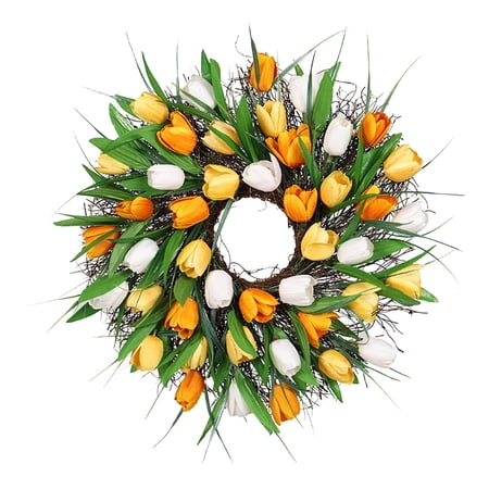 12/16 Inch Tulip Wreath for Front Door – Spring Summer Silk Wreath with Green Leaves Artificial Tulip Flower Wreaths for All Seasons Window Wall Wedding Valentines Day Decor 12/16 Inch Tulip Wreath for Front Door – Spring Summer Silk Wreath with Green Leaves Artificial Tulip Flower Wreaths for All Seasons Window Wall Wedding Valentines Day Decor