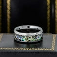 thumbnail image 3 of 8mm Mens Tungsten Wedding Band, Honeycomb Abalone Inlay, Beveled Edge Engagement Ring - TN936WAs8.5, 3 of 4