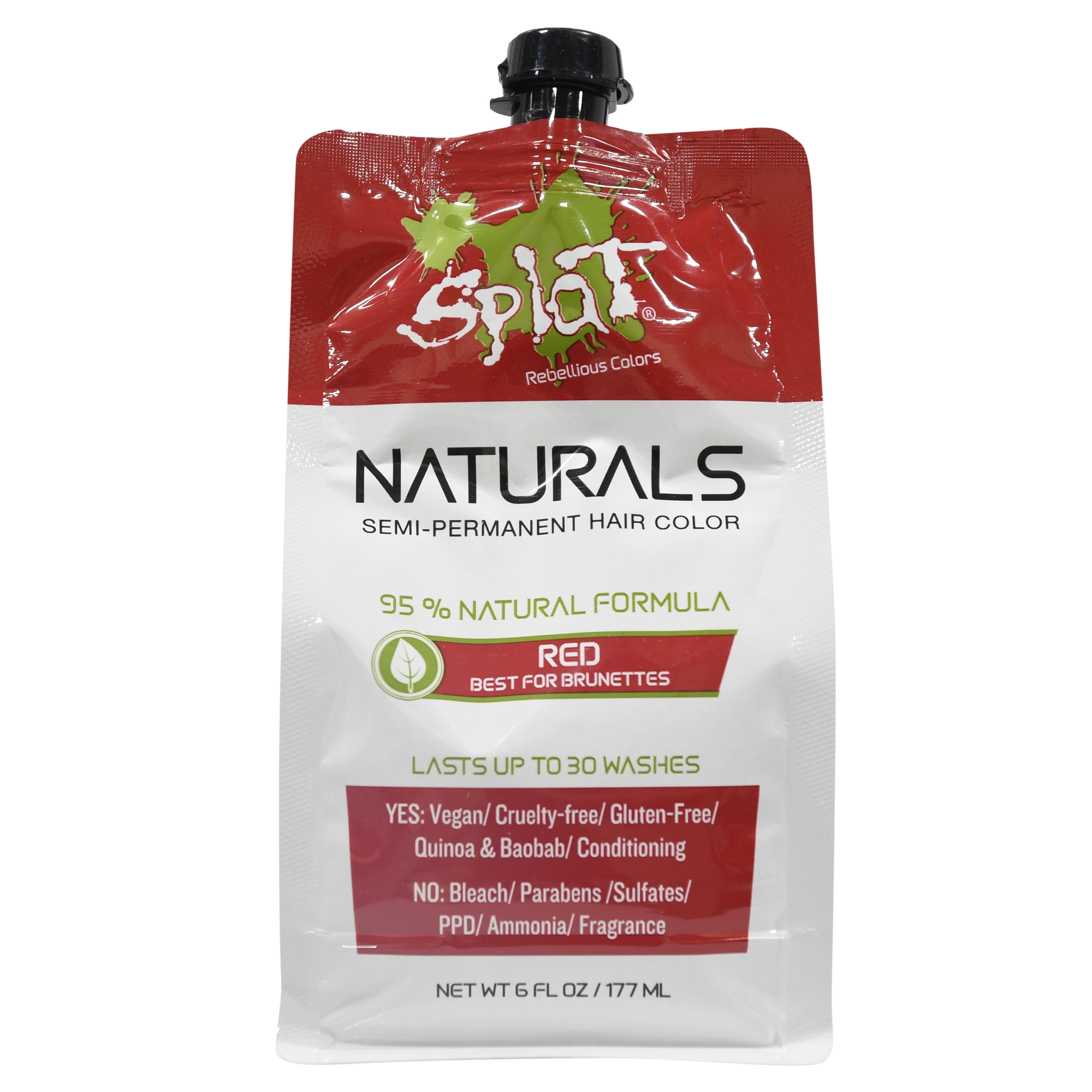 Splat Naturals 30 Wash Red Hair Color, Semi-Permanent Red ...