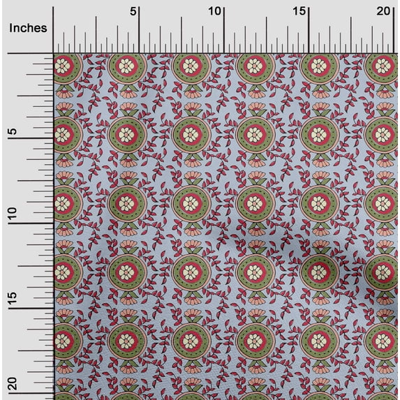 oneOone Georgette Viscose Fabric Leaves & Floral Block Print Fabric BTY 42 Inch Wide