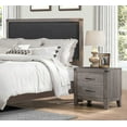 thumbnail image 3 of Bedroom Furniture 3pc Set Twin Size Bed Upholstered Headboard 2x Nightstands Brownish Gray Finish Casual Look Furniture, 3 of 5
