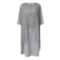 thumbnail image 5 of Gubotare Mother of the Groom Dresses Womens Two Piece Set Wedding Guest Dress Chiffon Flowy Midi Dress with Jacket Mother of the Bride Dress Holiday Beach Sundress Summer Casual Dress,Grey XXL, 5 of 6