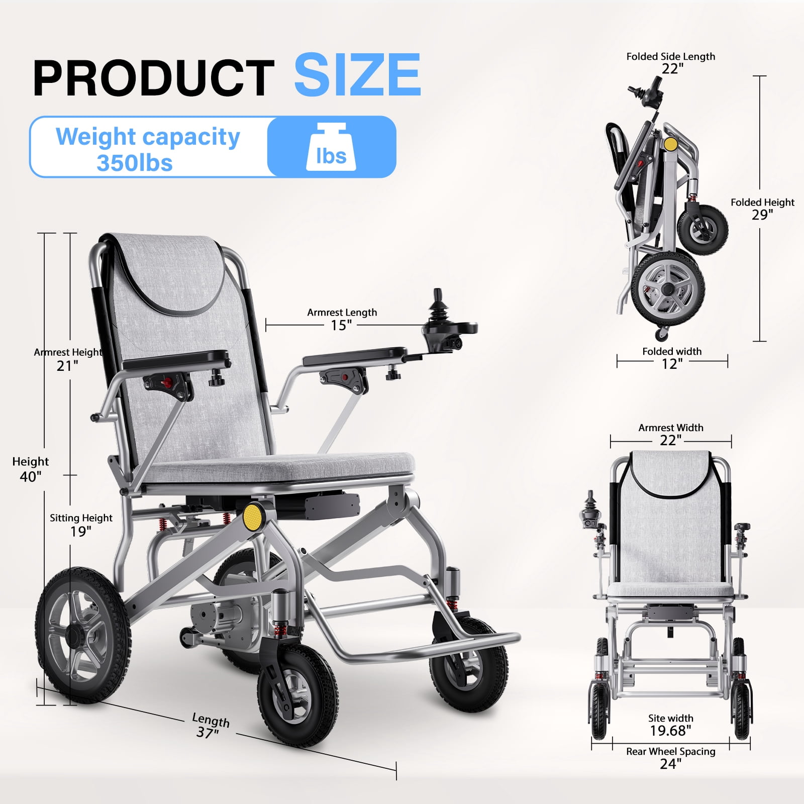 COOLHUT 33lbs Folding Electric Wheelchair, Motorized Wheelchair with Safety Features, Lithium Battery, Ideal for Seniors & Travel
