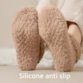 thumbnail image 2 of 2 Pairs Non Slip Socks for Women，Winter Warm Cozy Fuzzy Slipper Socks Soft Fluffy with Grips,Off White, 2 of 5