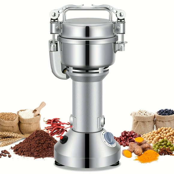 100g Electric Grain Mill Grinder 650W 110V High Speed Commercial Grinder Machine Stainless Steel Pulverizer Machine For Dry Grains Cereals Coffee Corn Pepper Straight Type