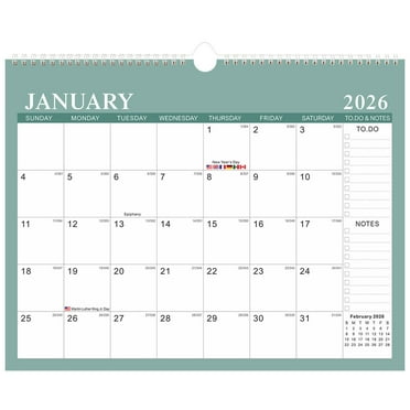 2026-2027 Wall Calendar - Jan 2026 - Jun 2027, 18 Months Hanging Monthly Calendar, 14.8" x 11.5", Twin-Wire Binding, Julian Dates, Large Block, Notes, To-do List, Thick Paper, Perfect for Organizing