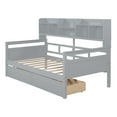 thumbnail image 4 of JAMPOOCA Wood Twin Size Daybed Frame with Bedside Shelf and Two Drawers Slat Support, 79.1"L x 41.7"W x 49.4"H 500Lbs Load Fit 6"-8" Mattress, Gray, 4 of 9