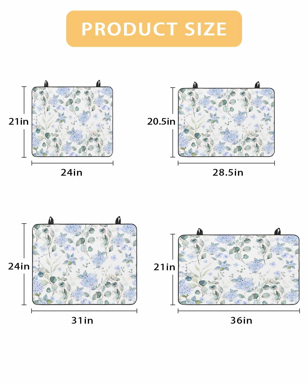 nqOlkjepod Large Induction Cooktop Protector Mat 24"x21", Blue Flower Stove Top Covers for Electric Stove, Sage Green Eucalyptus Leaf Farmhouse Country Stove Burner Cover Mats, Glass Top Stove Cover