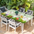thumbnail image 2 of Easter Bunny Table Cloths for 5 Foot Rectangle Tables, Spring Easter Eggs Floral Sage Green Plaid Patio Waterproof Elastic Fitted Tablecloths, Washable Rectangular Table Cover for Camping, 2 of 8