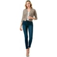 thumbnail image 3 of Cielo Women's 3/4 Sleeve Solid Open Front Cropped Bolero Shurug Light Cardigan, 3 of 5