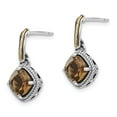 thumbnail image 2 of FB Jewels Sterling Silver w/14K Gold Antiqued Smoky Quartz Post Dangle Earrings, 2 of 3