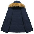 thumbnail image 3 of Chrisuno Plus Size Coats for Women Winter Women's Thickened Puffer Coat with Detachable Hood Navy Blue 5X, 3 of 5